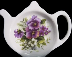 Tea Bag Holders & Squeezers|Adderley Ceramics Pansy Tea Tidy