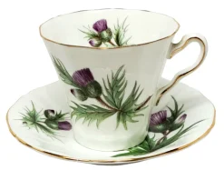 Teacups & Saucers|Adderley Ceramics Thistle Cup & Saucer with Gold Trim