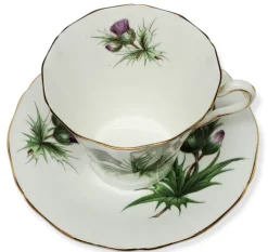 Teacups & Saucers|Adderley Ceramics Thistle Cup & Saucer with Gold Trim