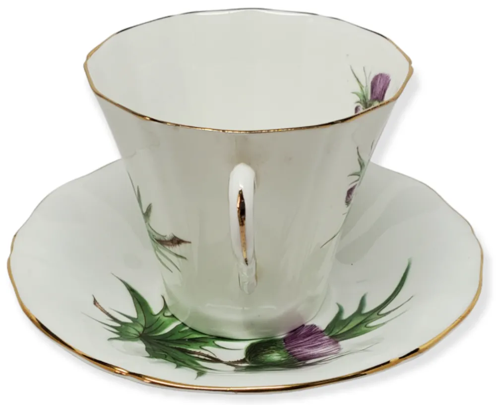 Teacups & Saucers|Adderley Ceramics Thistle Cup & Saucer with Gold Trim