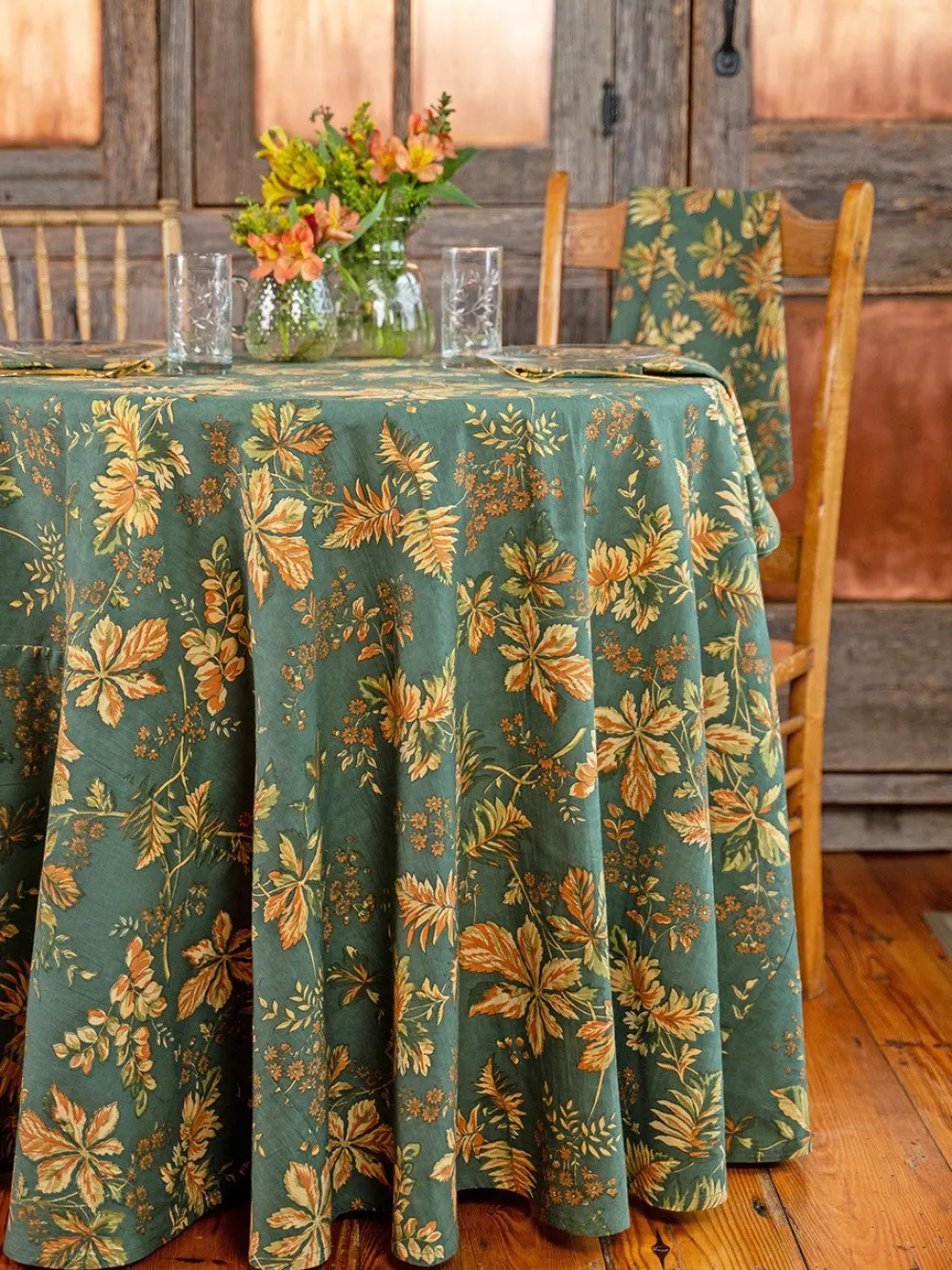 April Cornell Tablecloths|Adirondack Forest 88" Round Tablecloth