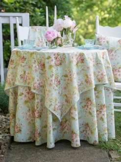 April Cornell Tablecloths|Apple Blossom Aqua 88