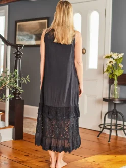 April Cornell Robes, Nightgowns & Dresses|Camille Black Slip