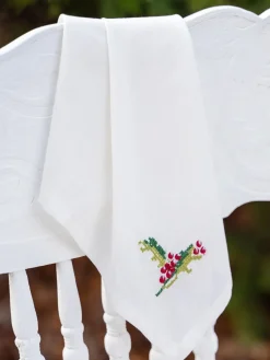 April Cornell Tea Towels|Candy Cane Ecru Cross Stitch Embroidered Tea Napkins