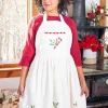 April Cornell Aprons|Candy Cane Ecru Cross Stitch Embroidered Chef Apron