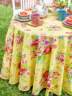 April Cornell Tablecloths|Charming Sunshine Round Tablecloth, 88"