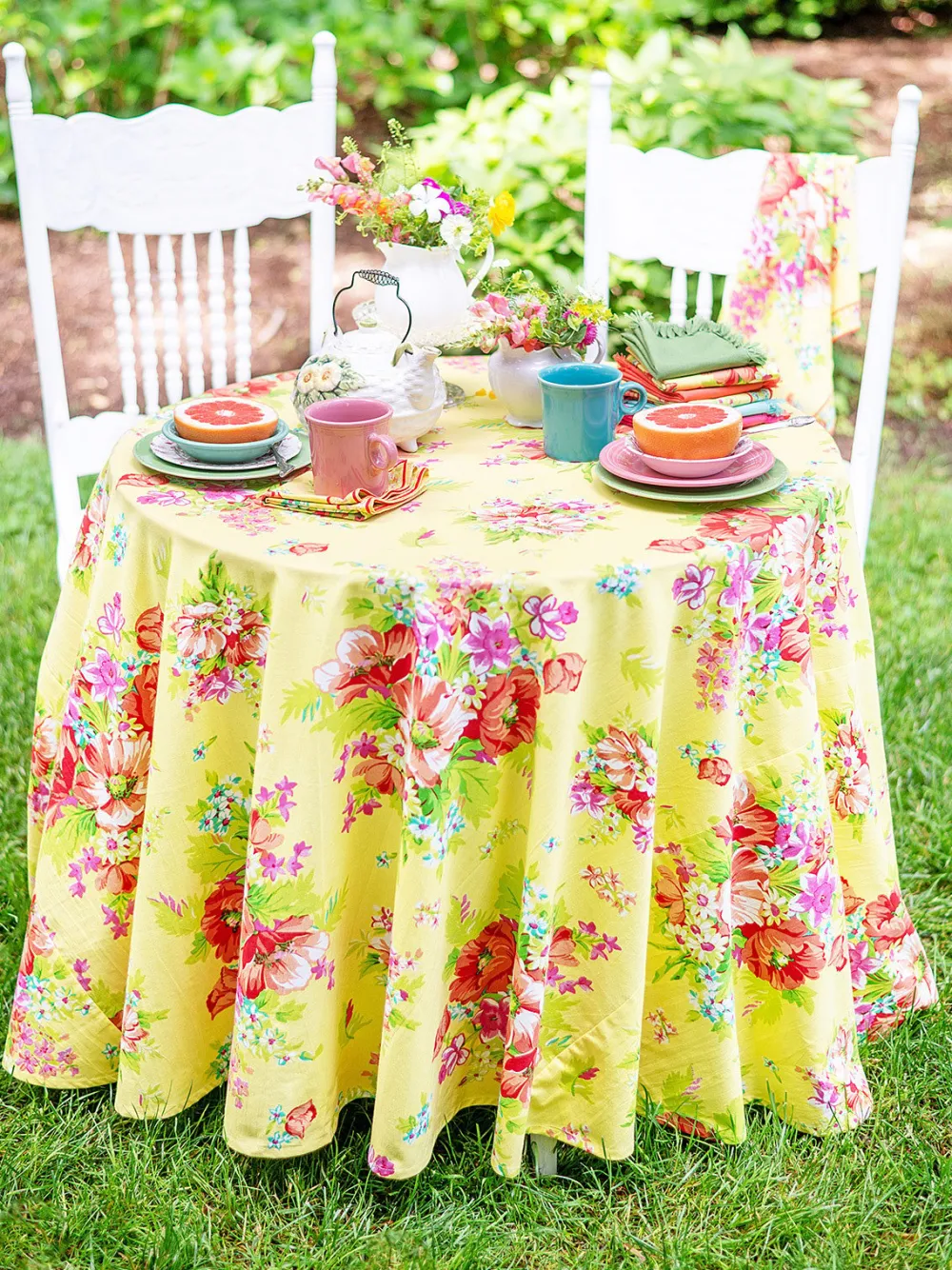 April Cornell Tablecloths|Charming Sunshine Round Tablecloth, 88"