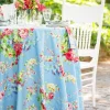 April Cornell Tablecloths|Cottage Rose Sky Blue 88" Round Tablecloth