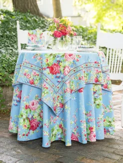 April Cornell Tablecloths|Cottage Rose Sky Blue 88