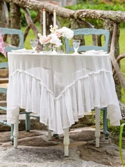 April Cornell Tablecloths|Ella Dot Lace Tablecloth, 56