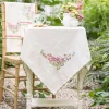 April Cornell Tablecloths|Garden Embroidered Tablecloth, 36" x 36"