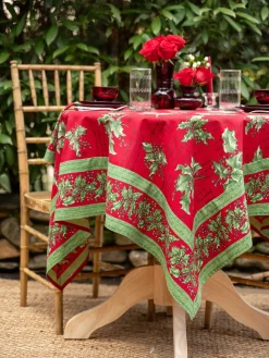 April Cornell Tablecloths|Holly Song Red Tablecloth, 60" x 90"