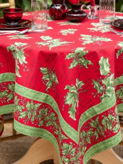 April Cornell Tablecloths|Holly Song Red Tablecloth, 60