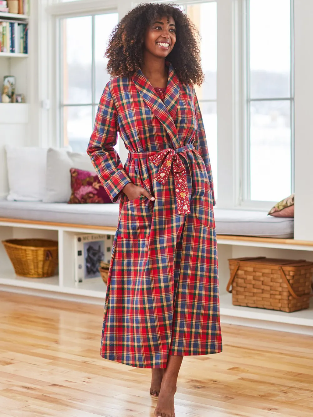 April Cornell Robes, Nightgowns & Dresses|Home Day Red & Green Dressing Gown
