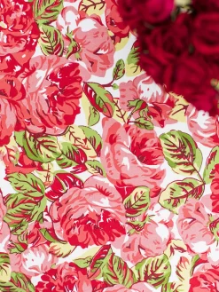 April Cornell Tablecloths|La Vie En Rose Red Round Tablecloth
