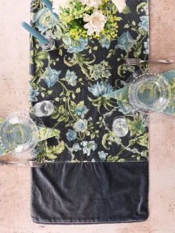 April Cornell Table Runners|Lillian Velvet Runner (Charcoal)