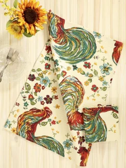 April Cornell Tea Towels|Rooster Ecru Tea Towel