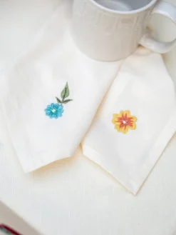 April Cornell Cotton Napkins|Rooster Embroidered Tea Napkins