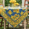 April Cornell Tablecloths|Sunflower Valley Navy Tablecloth, 60" x 90"