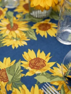 April Cornell Tablecloths|Sunflower Valley Navy Tablecloth, 60" x 90"