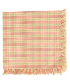 April Cornell Cotton Napkins|Sunrise Plaid Coral Napkins - Set of 4