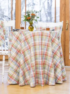 April Cornell Tablecloths|Sunwashed Plaid Round Tablecloth