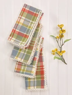 April Cornell Cotton Napkins|Sunwashed Plaid Cotton Napkin Set