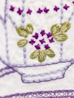 April Cornell Tablecloths|Tea Time Embroidered Tablecloth - Lavender - 36