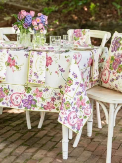 April Cornell Tablecloths|Violets Ecru Tablecloth, 60" x 90"