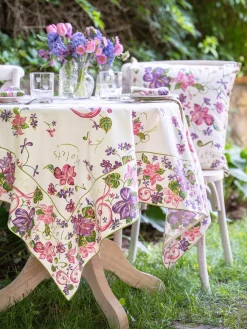 April Cornell Tablecloths|Violets Ecru Tablecloth, 60