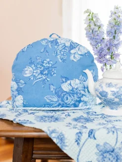 April Cornell Tea Cosies|Washed Blue Patchwork Tea Cozy