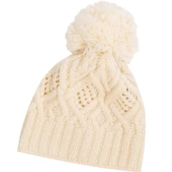 Hats|Aran Wool Bobble Hat (Cream)