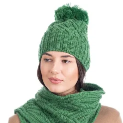 Hats|Aran Wool Bobble Hat (Green)