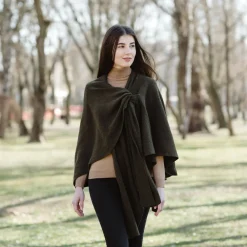 Scarves & Wraps|Army Green Lambswool Draped Shawl