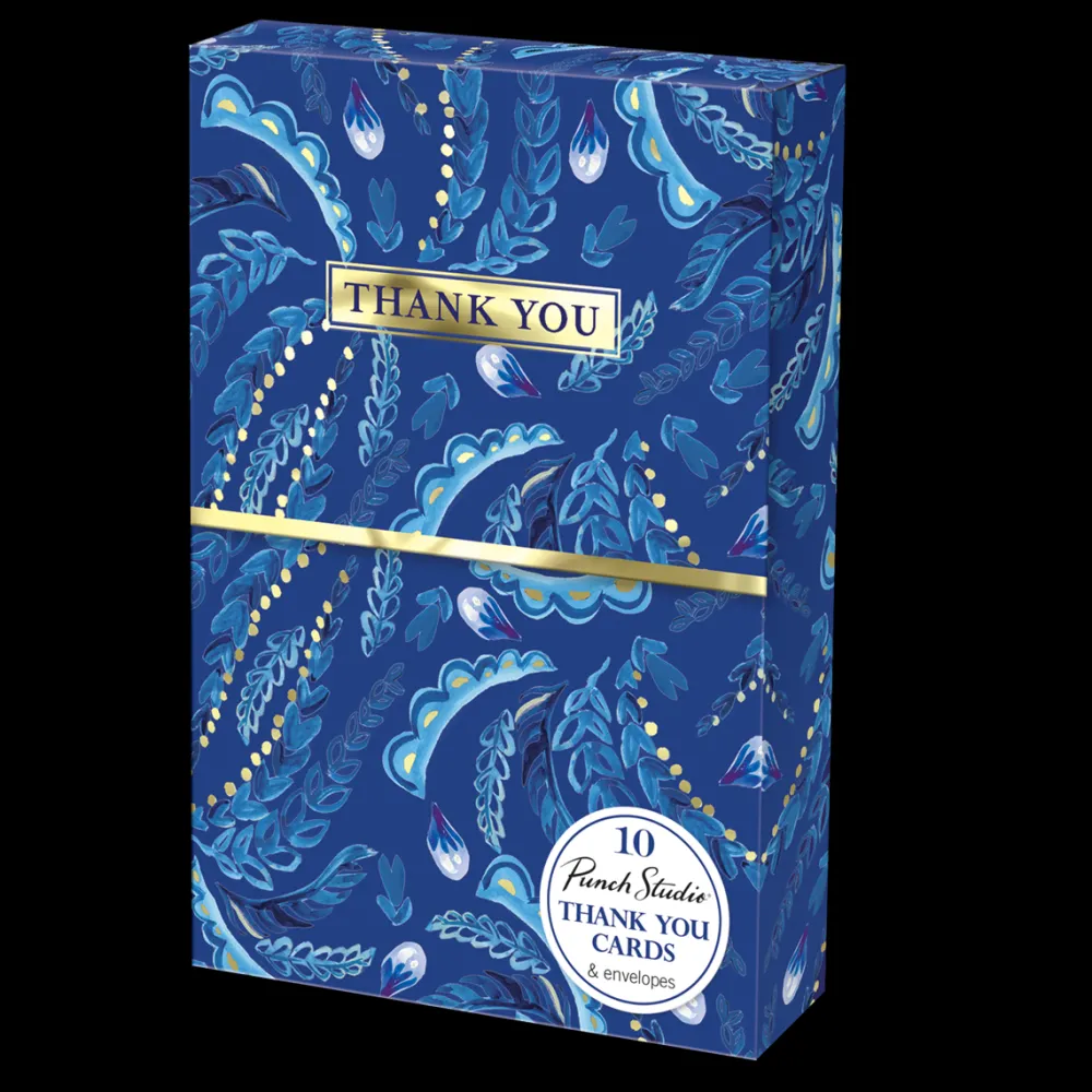 Boxed Cards|Azure Feathers Boxed Thank You Cards