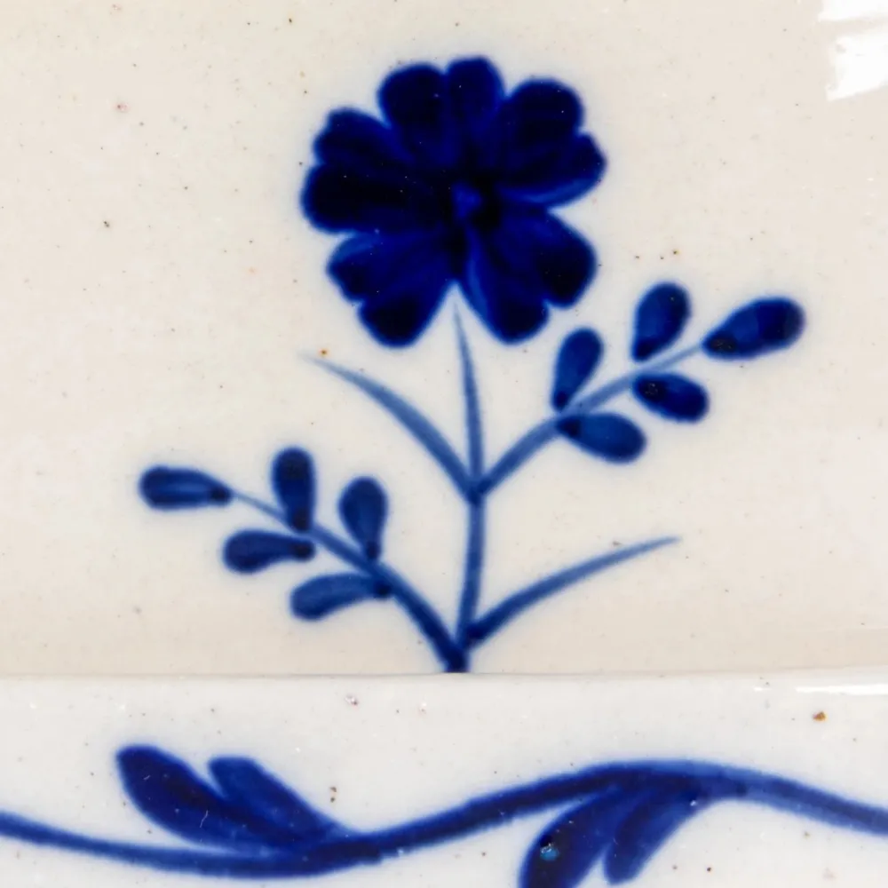 Kitchen Tools|Blue & White Butter Dish with Flower