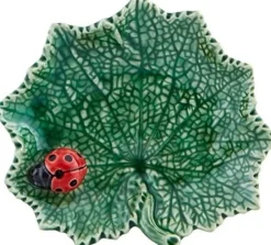 Bordallo Pinheiro Bordallo Pinheiro|Tea Plates|Countryside Leaves Ragwort Leaf with Lady Bug