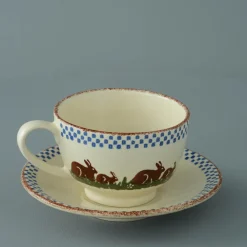 Brixton Pottery Teacups & Saucers|Rabbits Breakfast Cup & Saucer