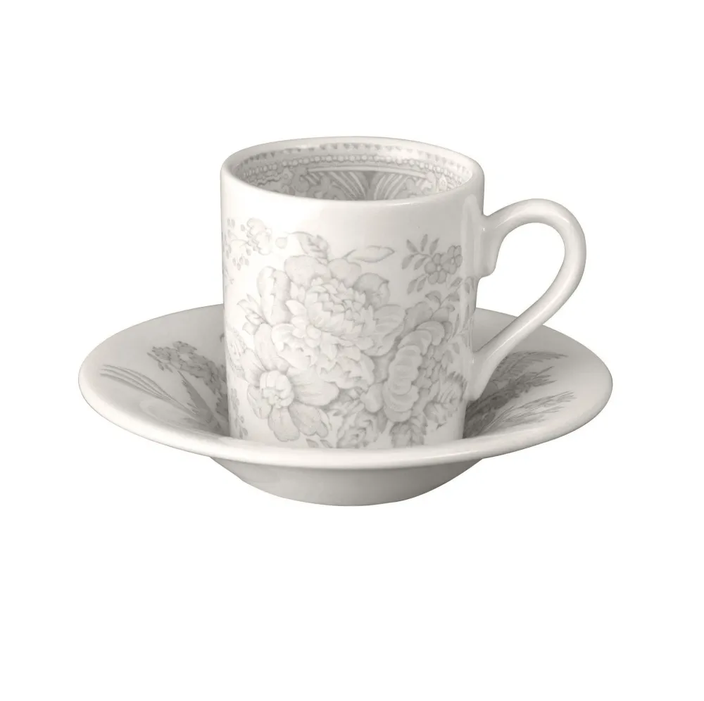 Burleigh Pottery Burleigh Pottery|Dove Grey Asiatic Pheasants Espresso Cup & Saucer