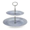 Burleigh Pottery Burleigh Pottery|Serving Plates|Pale Blue Felicity 2 Tier Cake Stand