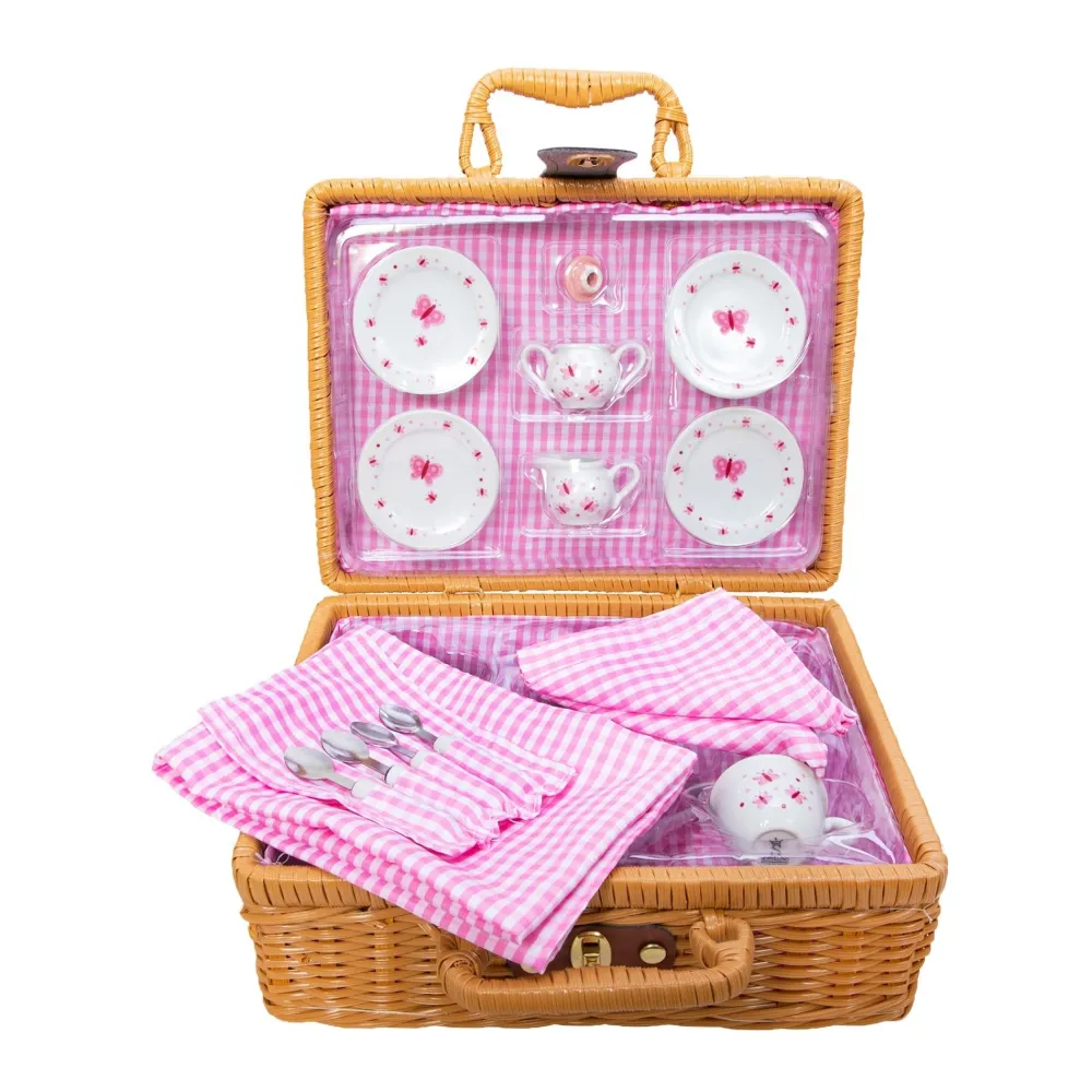 Toys|Children's Tea Sets|Butterfly Tea Set Basket