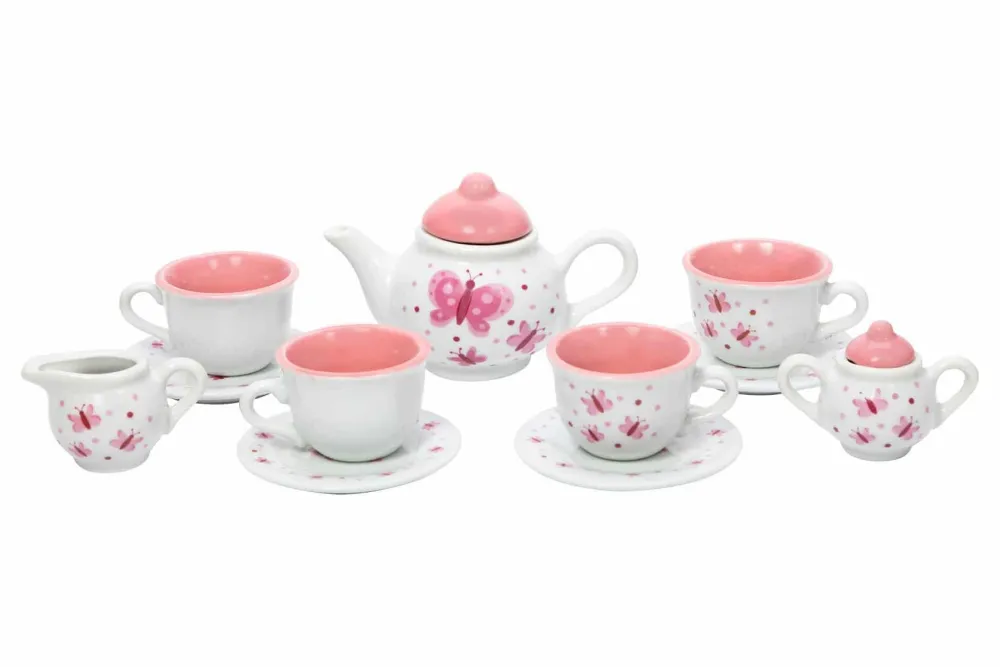 Toys|Children's Tea Sets|Butterfly Tea Set Basket