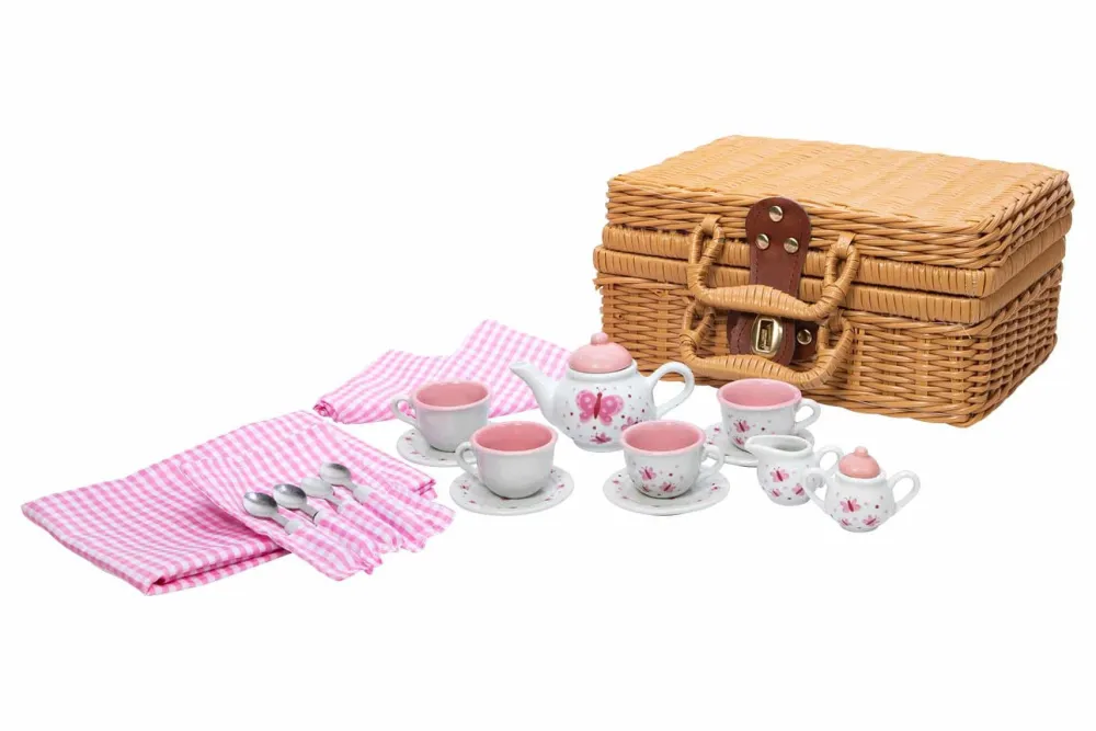 Toys|Children's Tea Sets|Butterfly Tea Set Basket