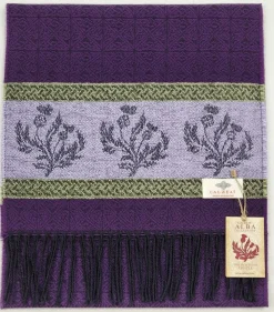 Scarves & Wraps|Calzeat of Scotland Celtic Alba Thistle Purple Jacquard Scarf