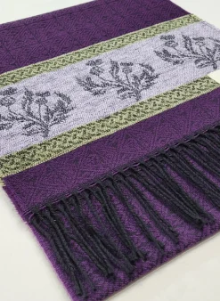 Scarves & Wraps|Calzeat of Scotland Celtic Alba Thistle Purple Jacquard Scarf