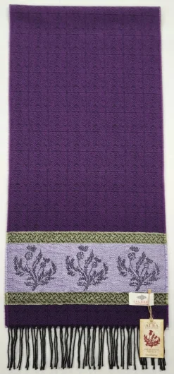 Scarves & Wraps|Calzeat of Scotland Celtic Alba Thistle Purple Jacquard Scarf