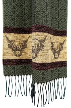 Scarves & Wraps|Calzeat of Scotland Celtic Alba Highland Cow Loden Jacquard Scarf