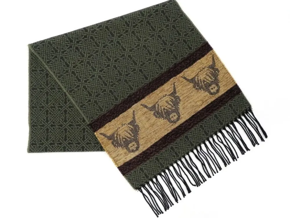 Scarves & Wraps|Calzeat of Scotland Celtic Alba Highland Cow Loden Jacquard Scarf