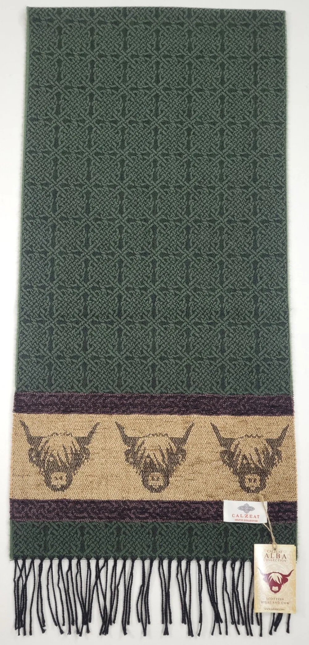 Scarves & Wraps|Calzeat of Scotland Celtic Alba Highland Cow Loden Jacquard Scarf