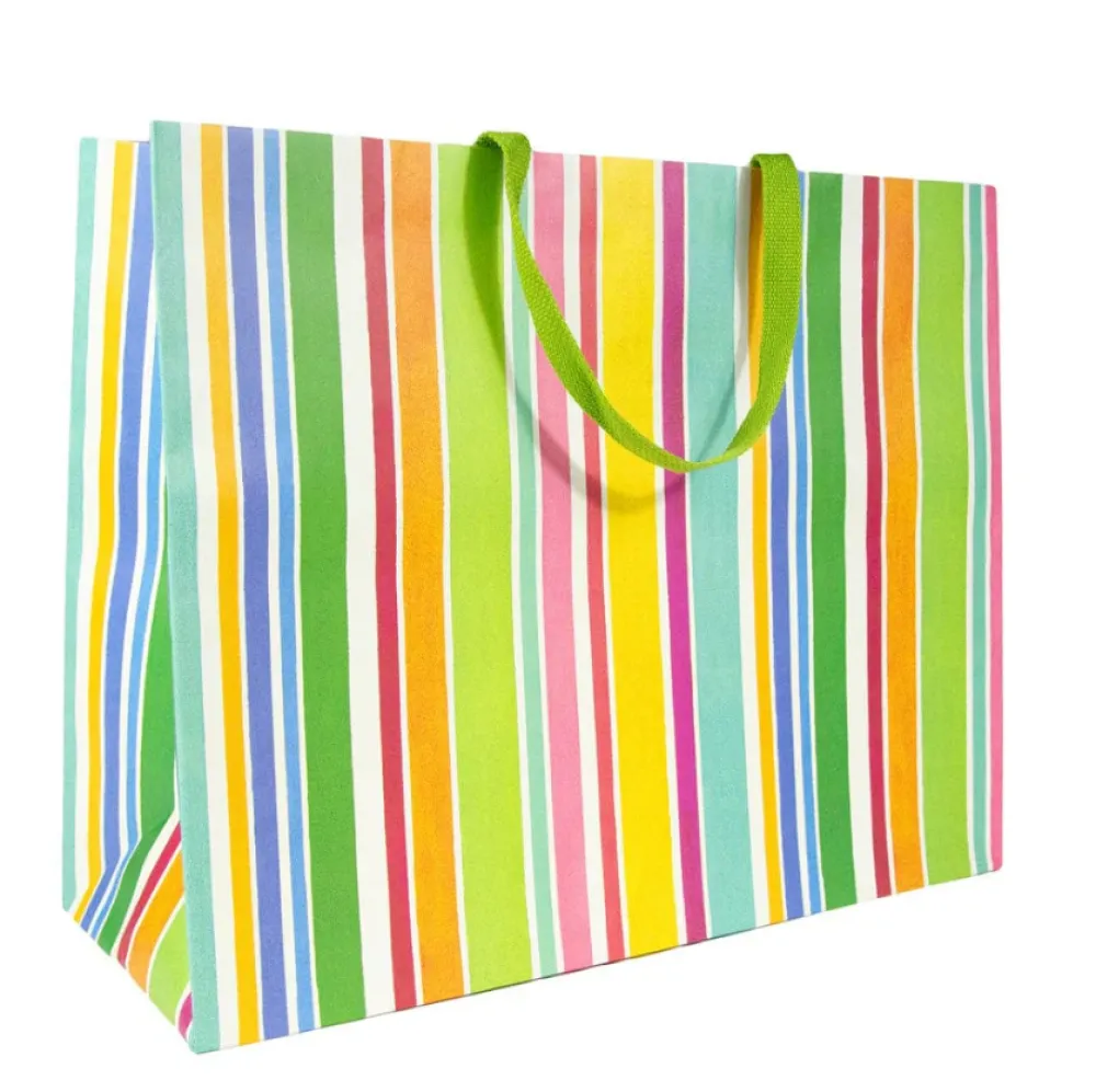 Caspari Gift Bags|Cabana Stripe Bright Jumbo Gift Bag